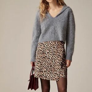 J crew Leopard-print wrap skirt in duchesse satin
